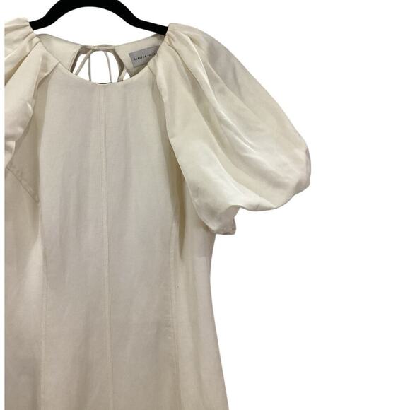 Rebecca Vallance Aimee Open Back Sateen Midi Dress In Ivory Size 2 - Picture 8 of 16